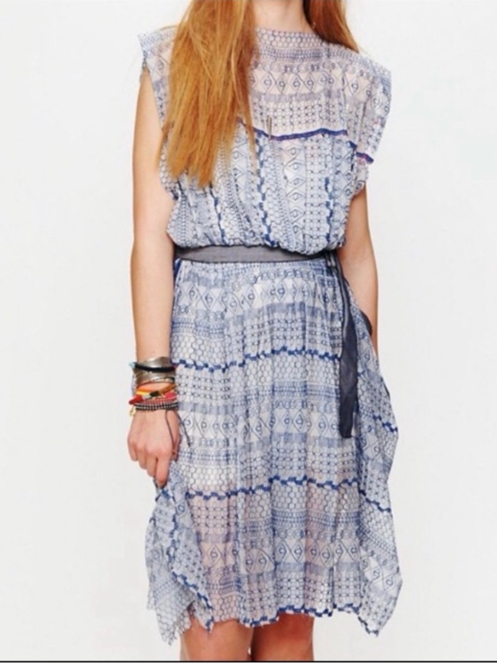 Free People New Romantics Boho Geo Cut Embroidered Dress - Women’s M